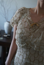 1920’s White×Gold Embroidered Net Maxi Dress