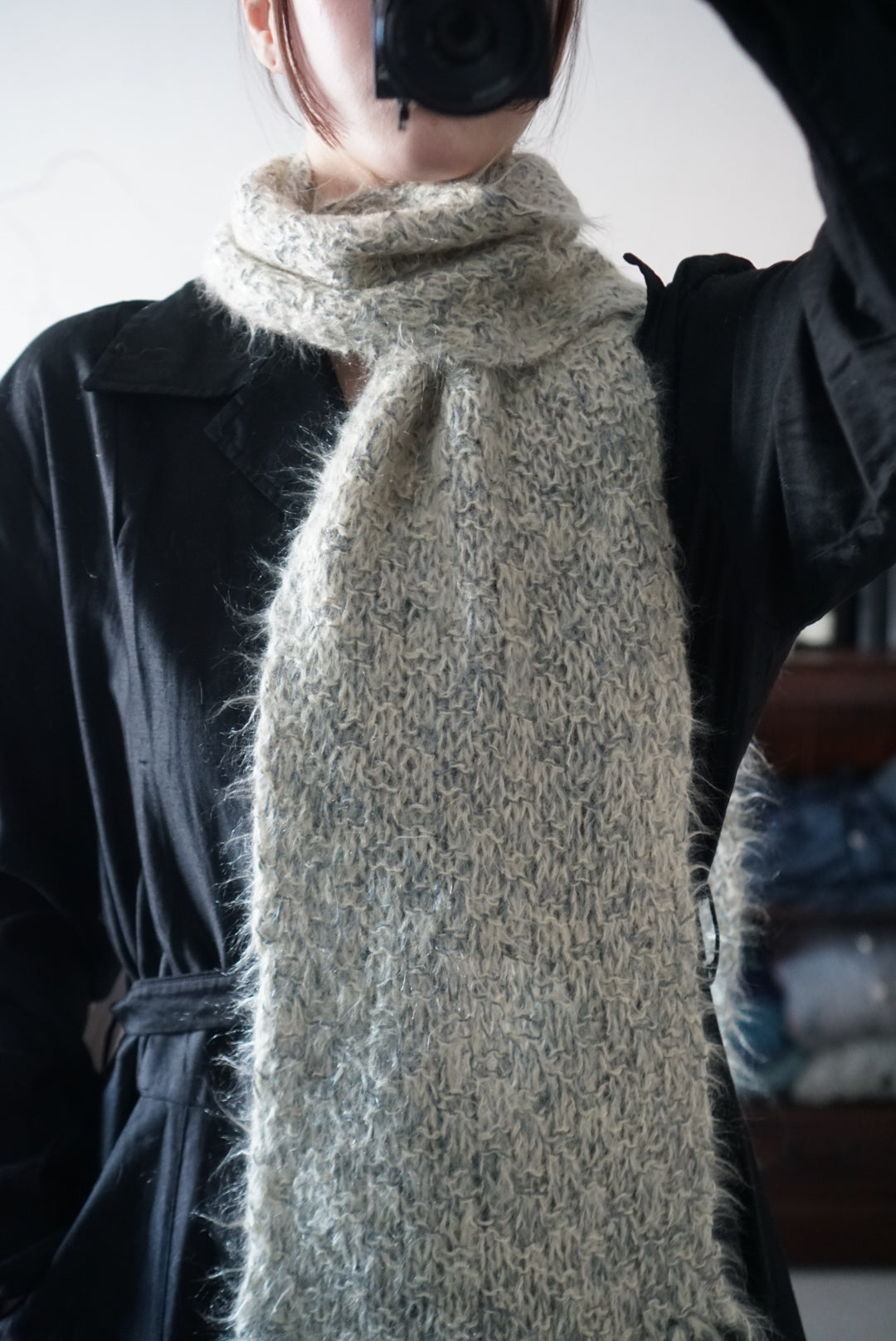 1960's Blue Mohair Tight Scarf