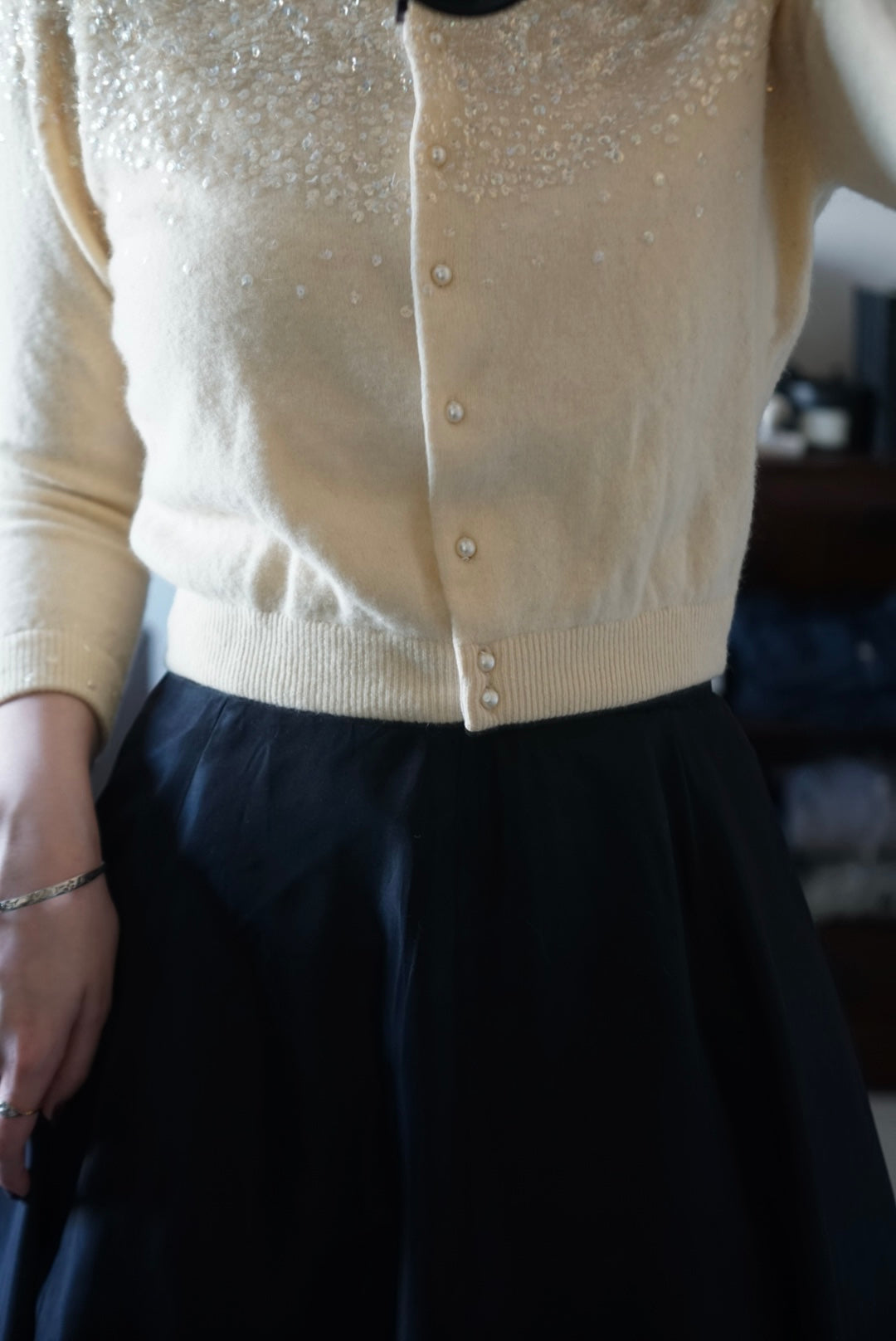 1950's Sequins Wool Cardigan