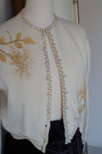 1950's Ivory Beaded Cardigan