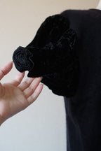 1980's Silk Velvet Puff Sleeve Cardigan