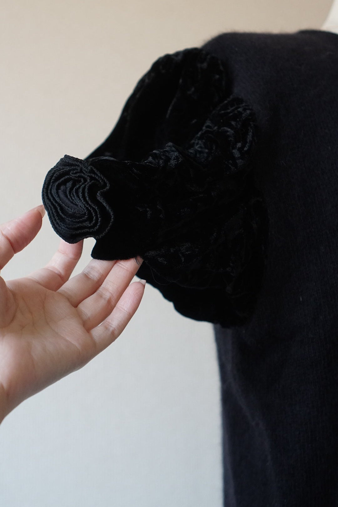 1980's Silk Velvet Puff Sleeve Cardigan