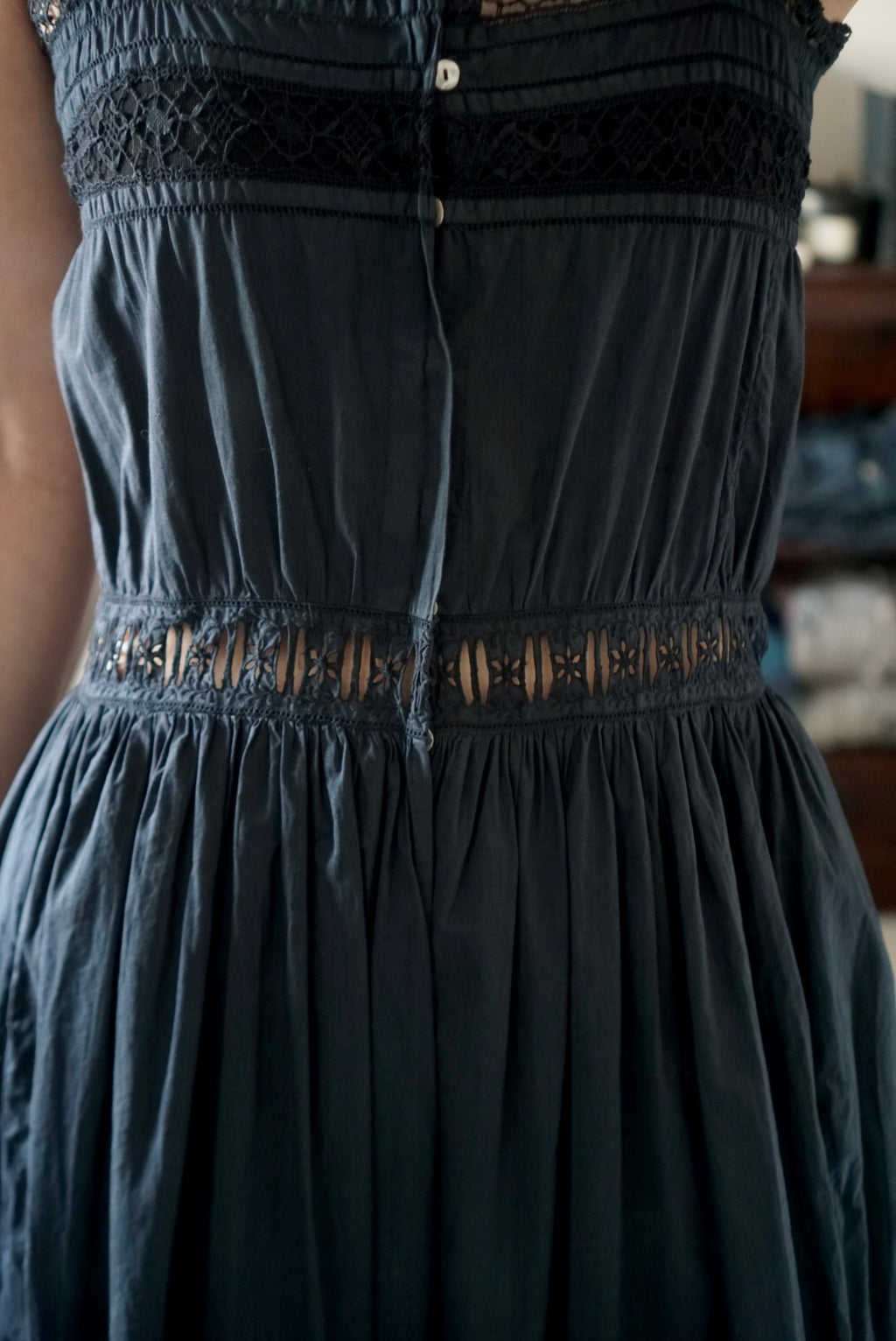 Antique French Black Cotton Dress