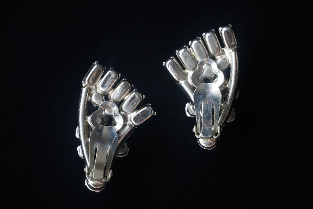 Vintage Smoke Gray Cut Glass Earrings