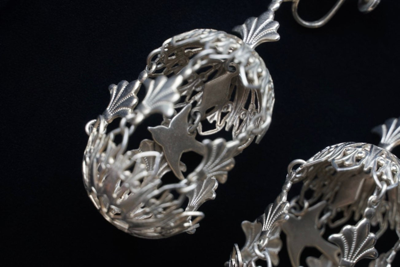 Vintage Filigree Bird Cage Earrings