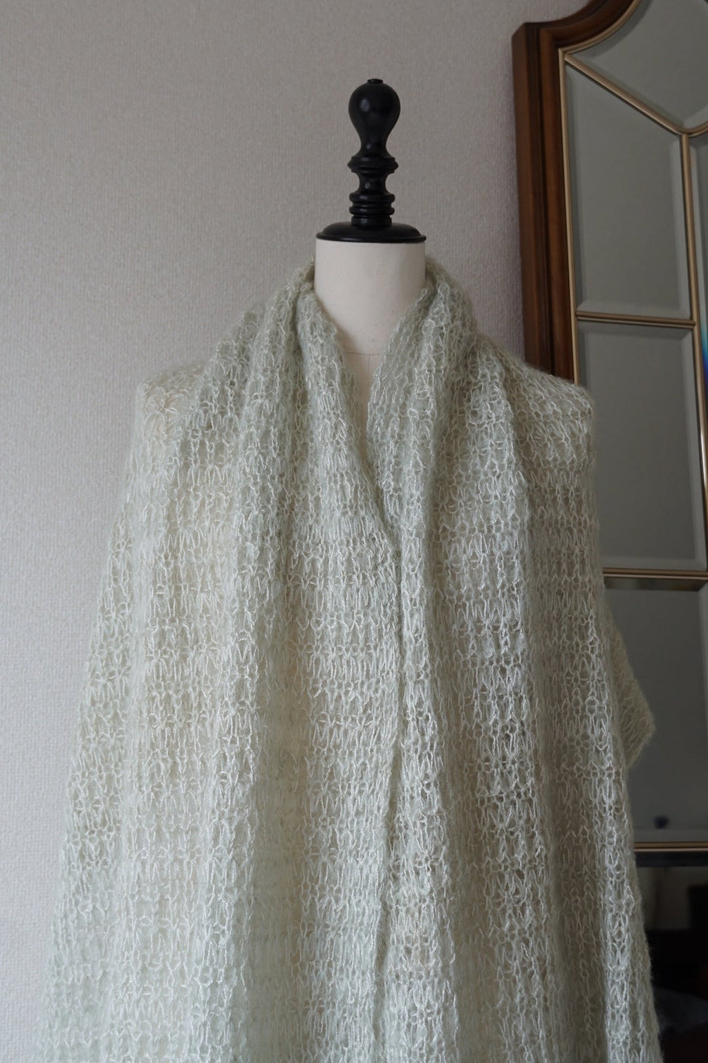 1960's Mint Green Mohair Big Scarf