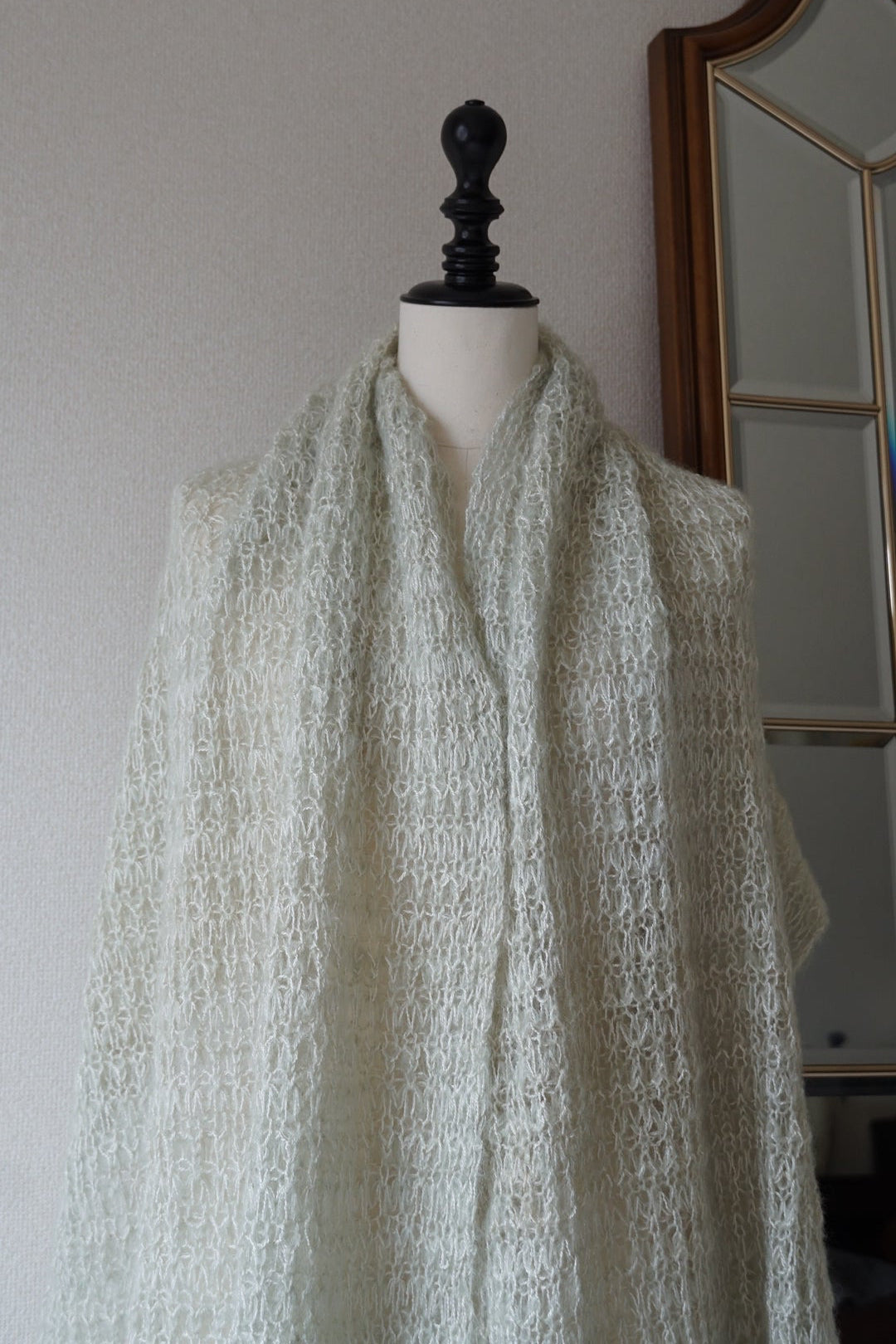 1960's Mint Green Mohair Big Scarf
