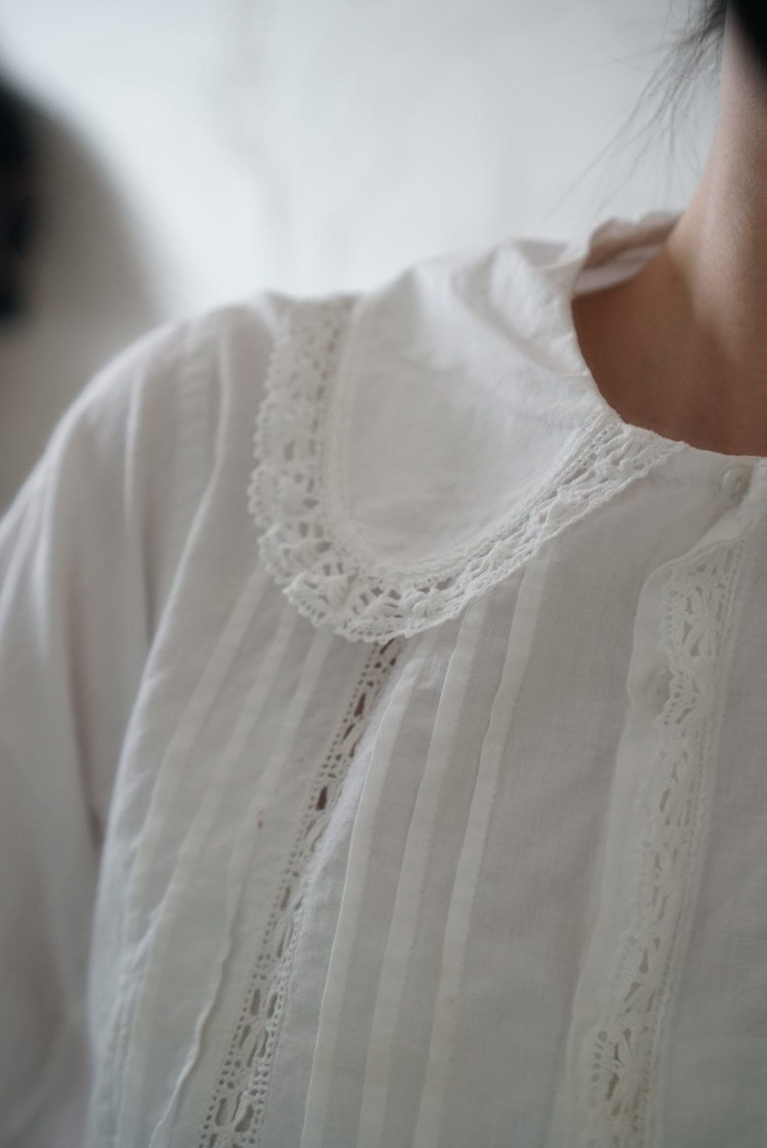 Antique French White Cotton Blouse