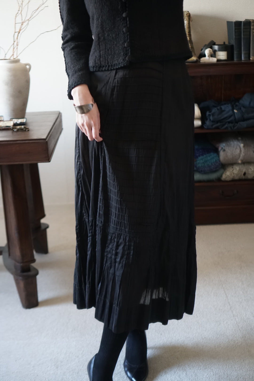 Victorian Black Cotton Slip Skirt