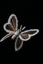 Vintage MONET Butterfly White Enamel Brooch