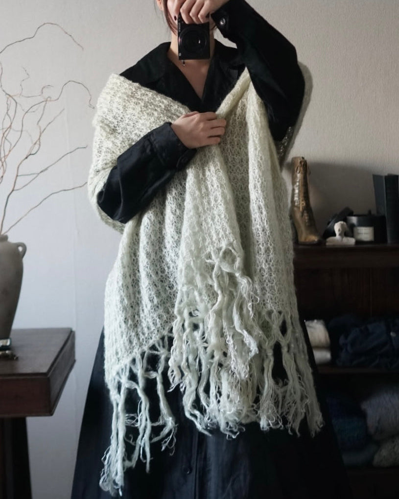 1960's Mint Green Mohair Big Scarf