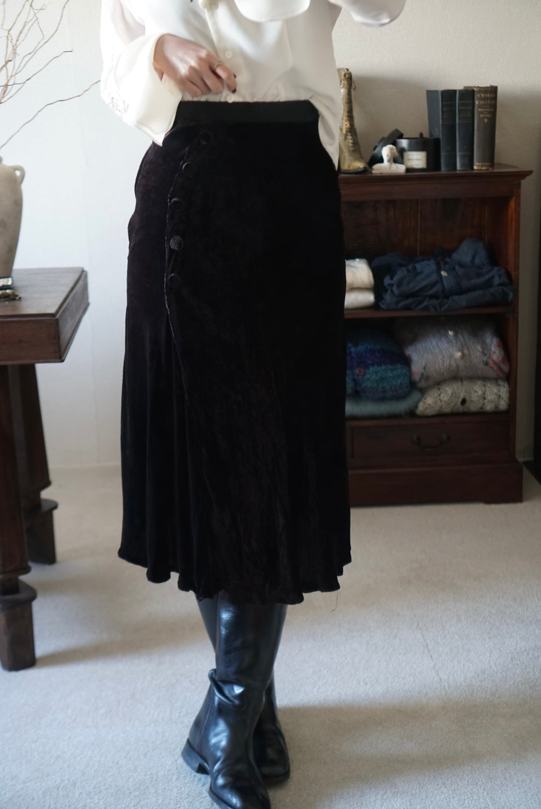 1900's Silk Velvet Tight Skirt