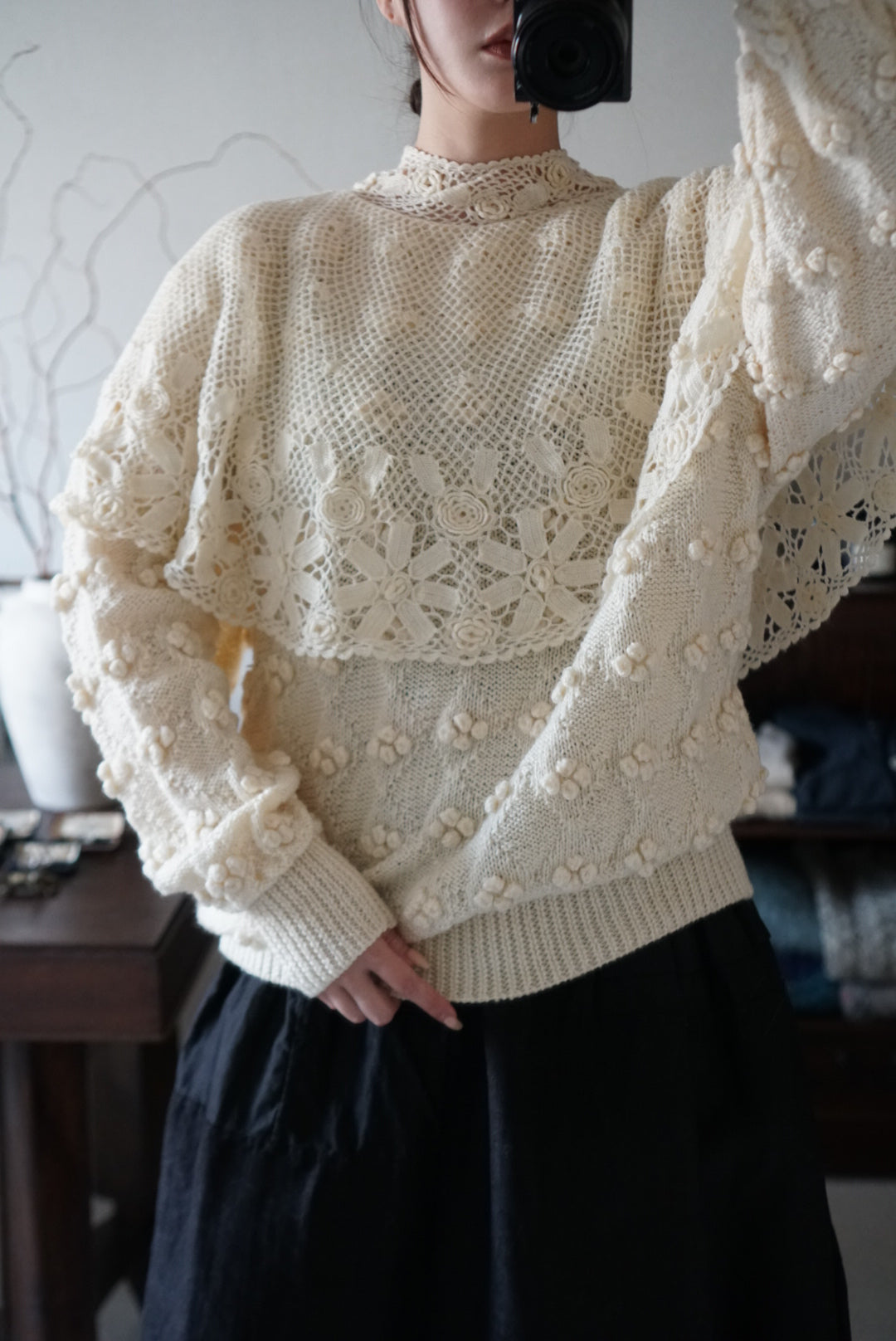 Vintage Crochet Knit with Cape