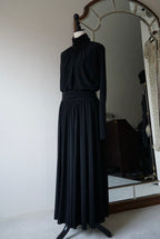 1980's Black High Neck Dress