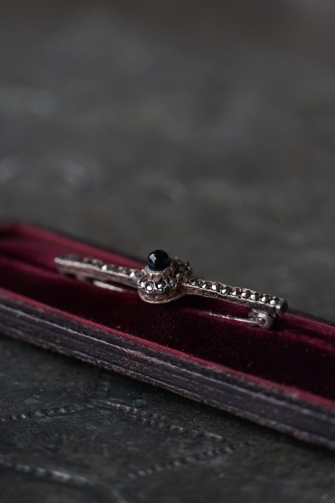 1930's Marcasite×Onyx Brooch