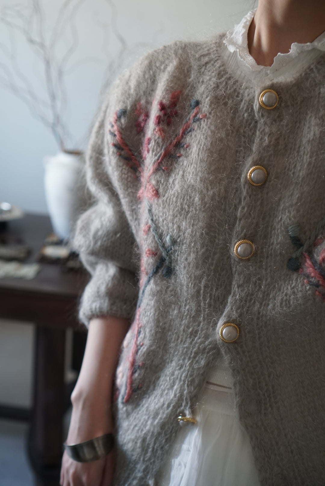 1960's Mohair Embroidery Cardigan