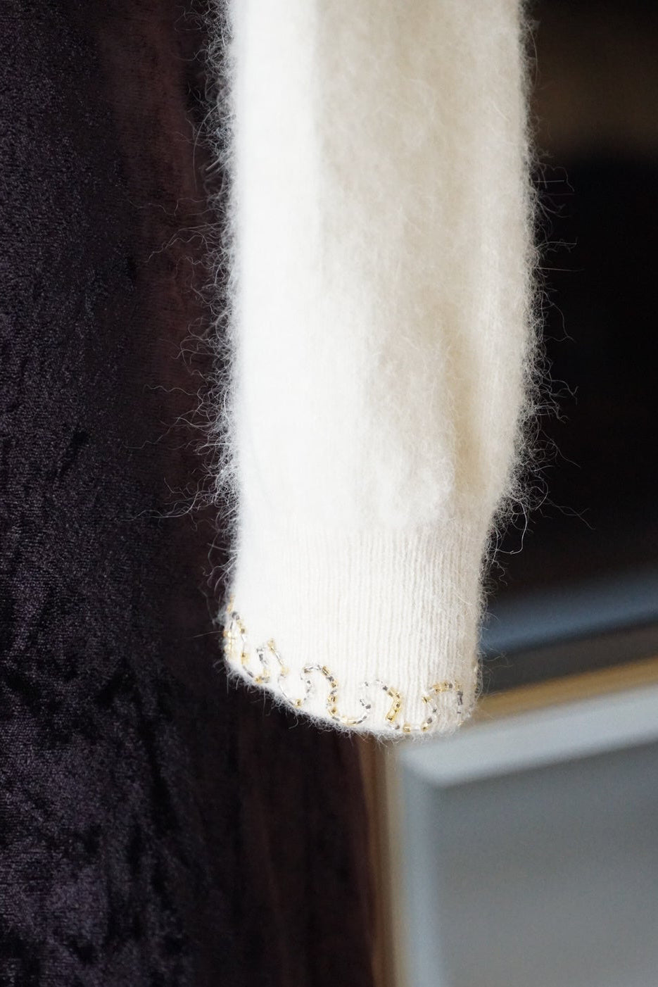 1950's Ivory Beaded Cardigan