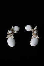 Vintage Flower Milk Glass Earrings