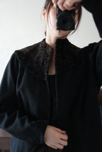 1940's Black Wool×Shearling Lamb Jacket