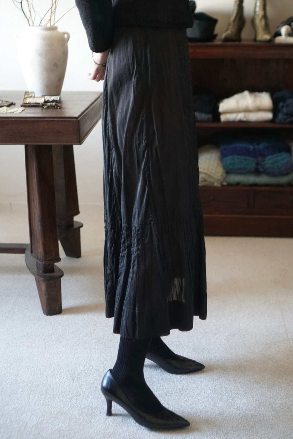 Victorian Black Cotton Slip Skirt