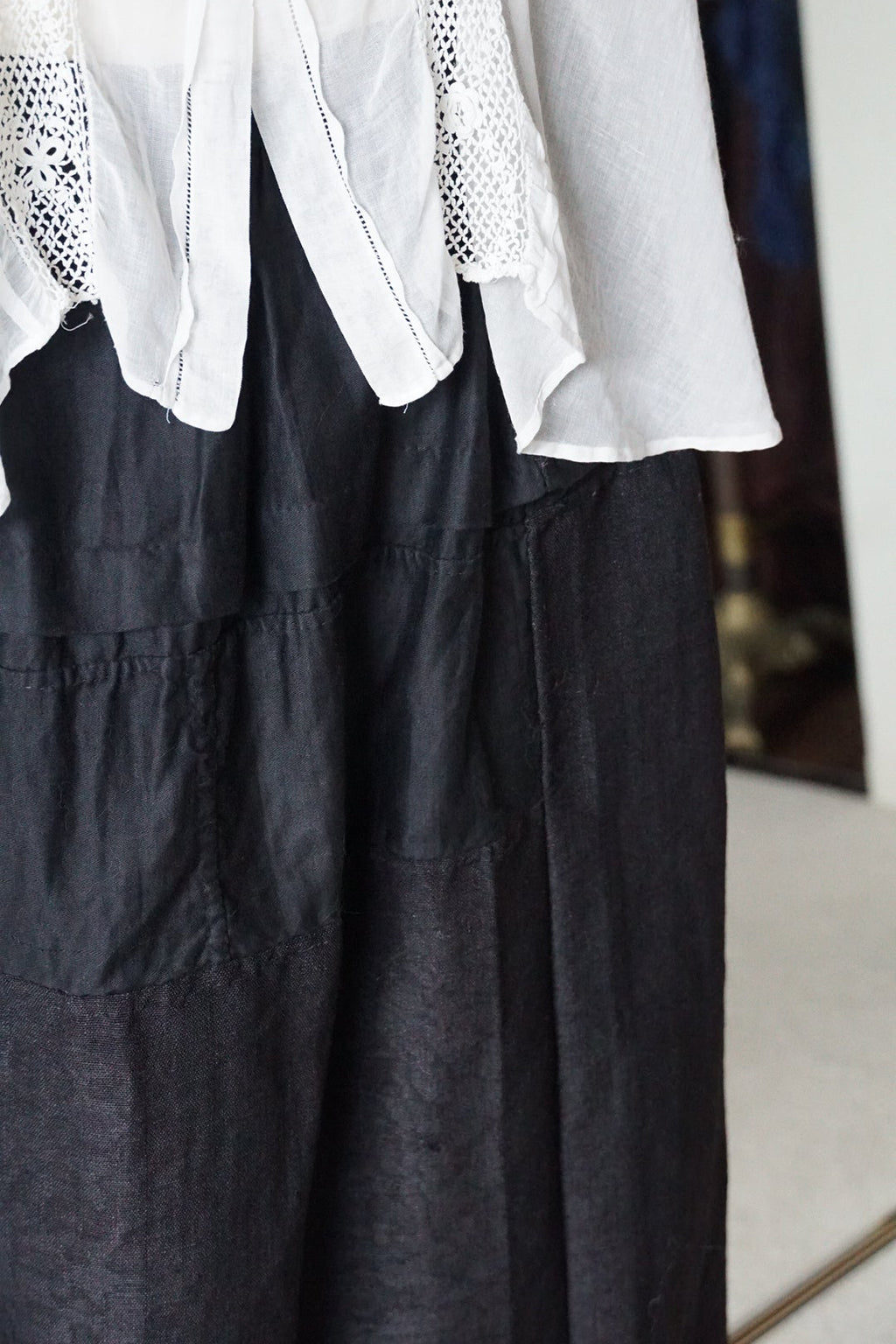 Antique French Handmade Linen Skirt