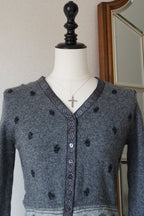 Vintage Flower Gray Cardigan