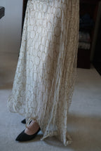 1920’s White×Gold Embroidered Net Maxi Dress