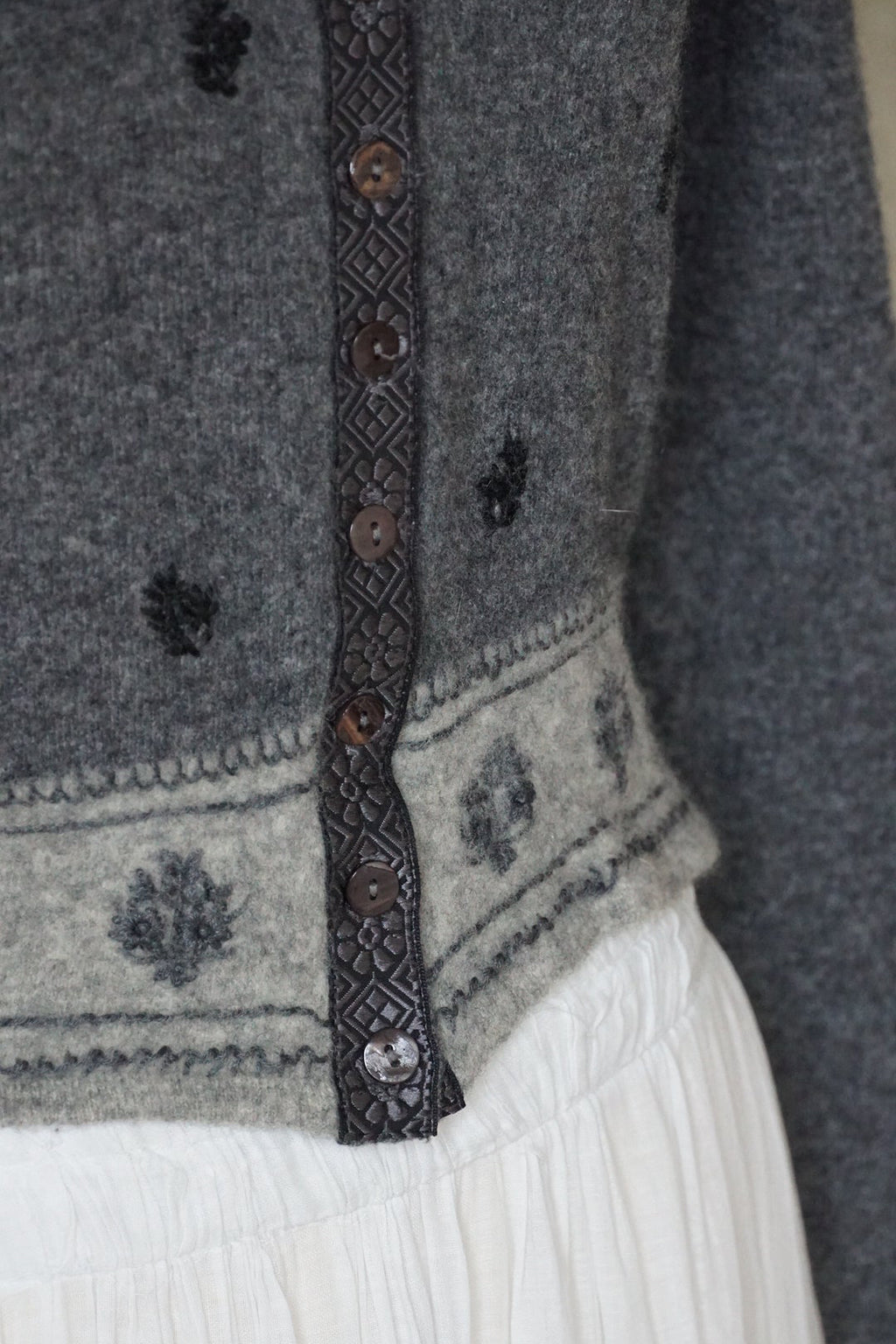 Vintage Flower Gray Cardigan