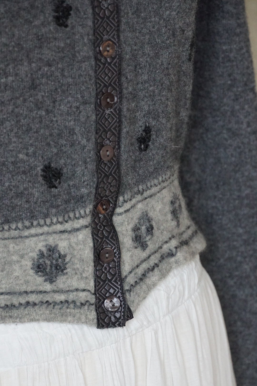 Vintage Flower Gray Cardigan