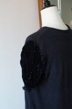 1980's Silk Velvet Puff Sleeve Cardigan