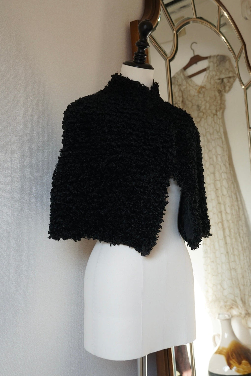 Edwardian Black Wool Short Cape