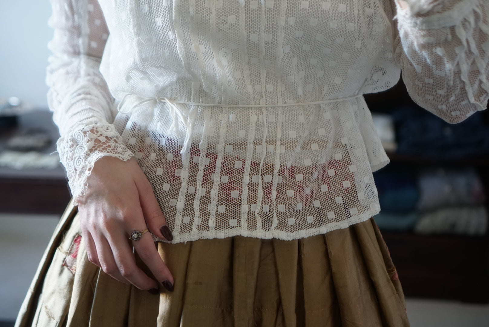 Edwardian High Neck Lace Blouse
