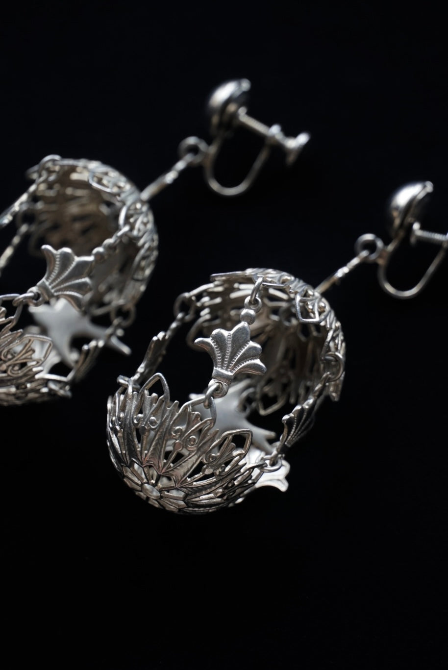 Vintage Filigree Bird Cage Earrings