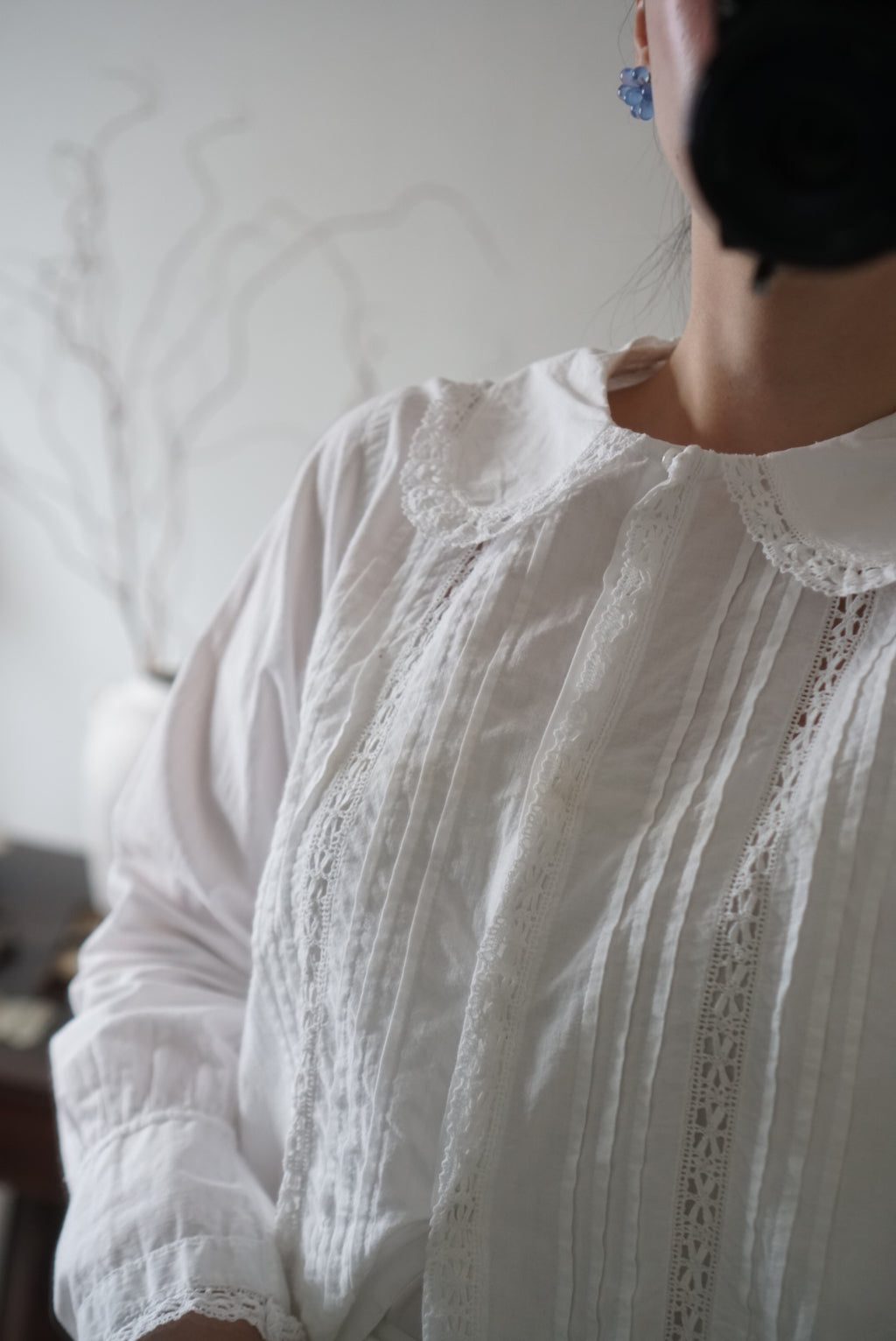 Antique French White Cotton Blouse
