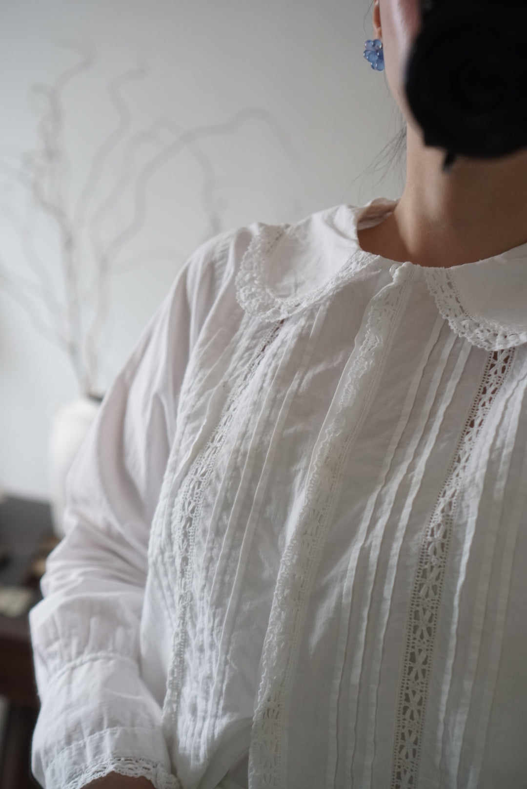 Antique French White Cotton Blouse