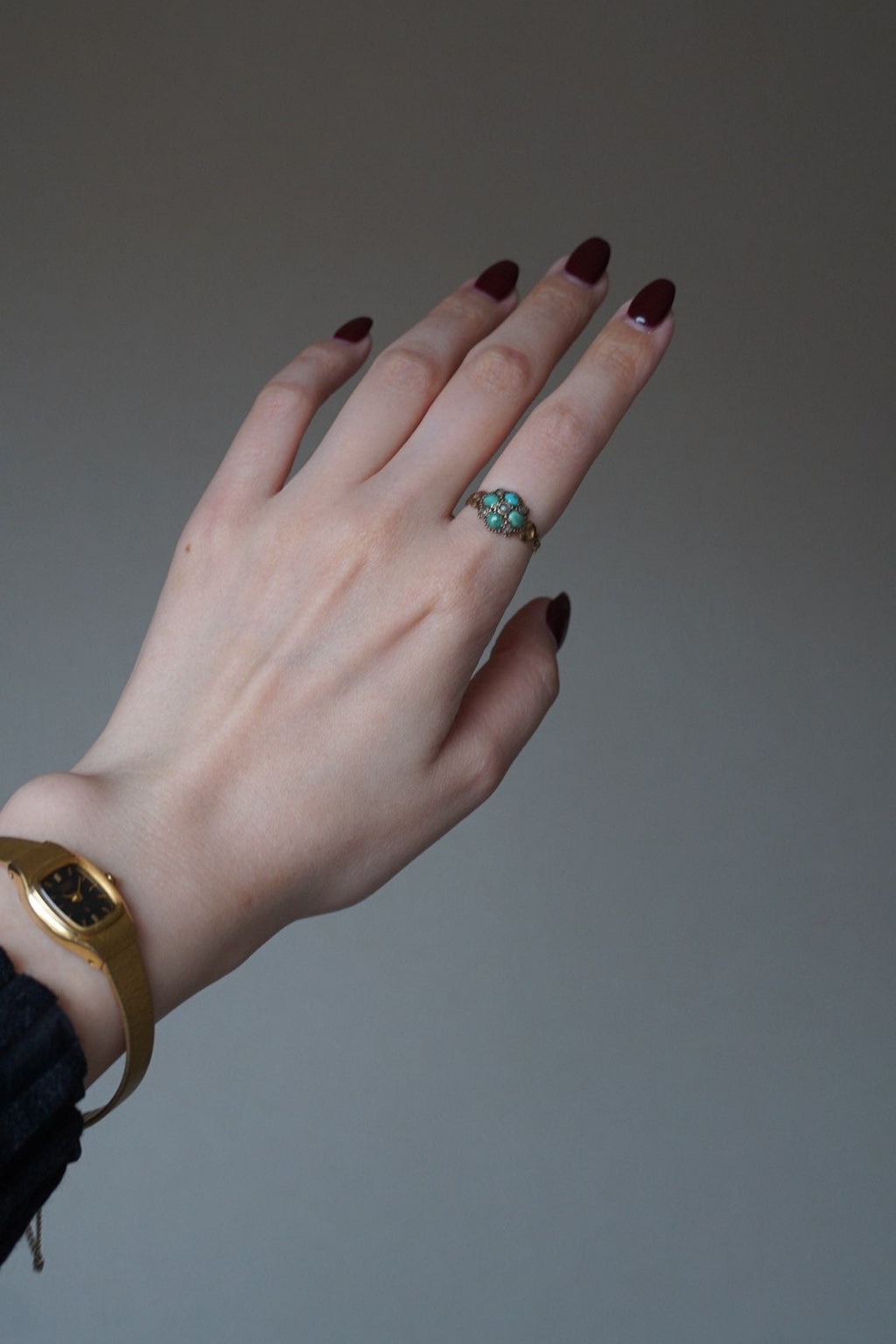 1864-65 Turquoise×Pearl×White Garnet Ring