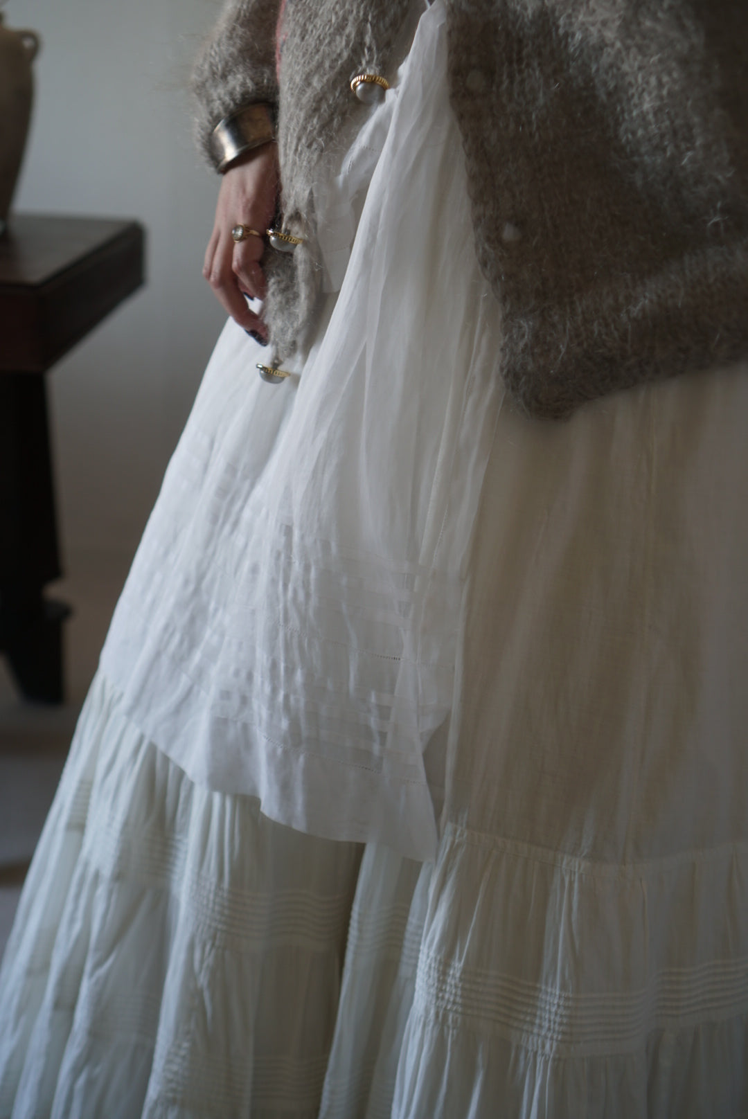 Antique White Cotton Apron