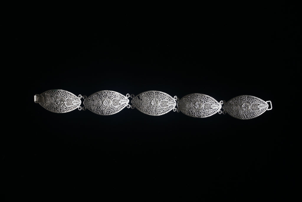 Vintage 800Silver Filigree Floral Bracelet