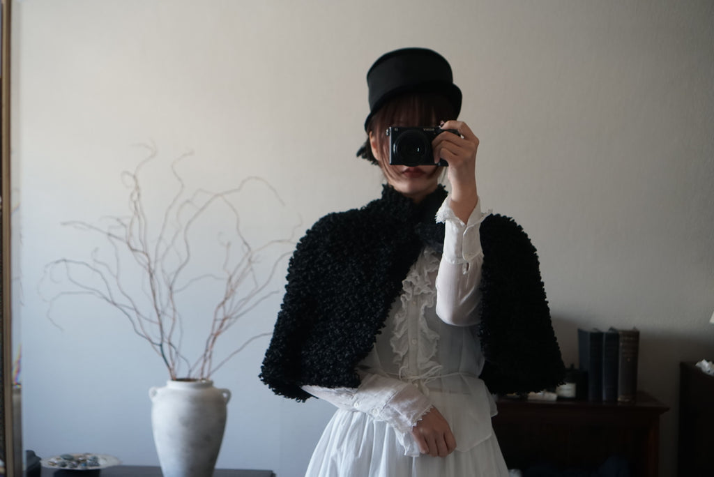 Edwardian Black Wool Short Cape