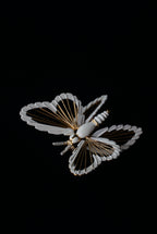Vintage MONET Butterfly White Enamel Brooch