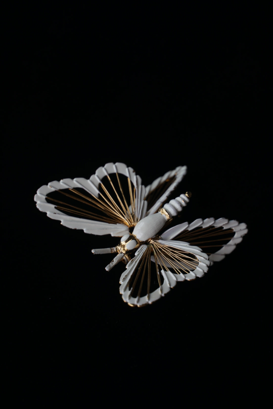 Vintage MONET Butterfly White Enamel Brooch