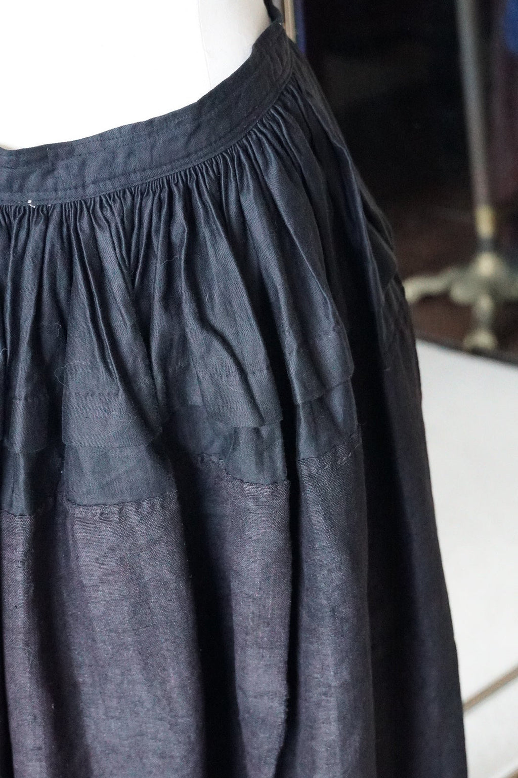 Antique French Handmade Linen Skirt