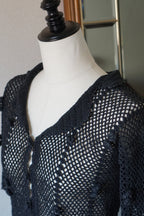 1950's Hand Crocheted Black Blouse