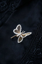 Vintage MONET Butterfly White Enamel Brooch