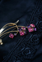 Vintage Square Cut Rhinestones Flower Bouquet Brooch