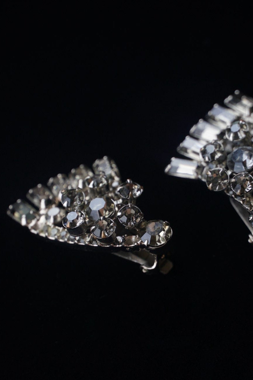 Vintage Smoke Gray Cut Glass Earrings