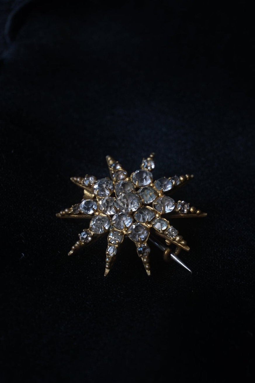 Victorian Crystal Glass Star Brooch