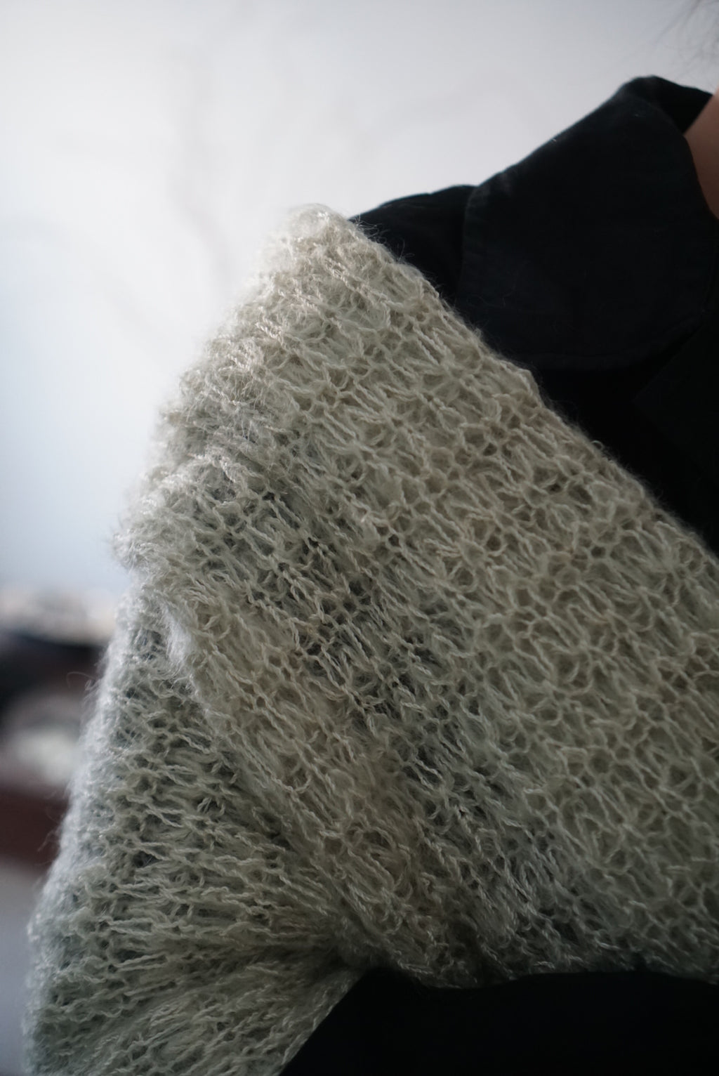 1960's Mint Green Mohair Big Scarf
