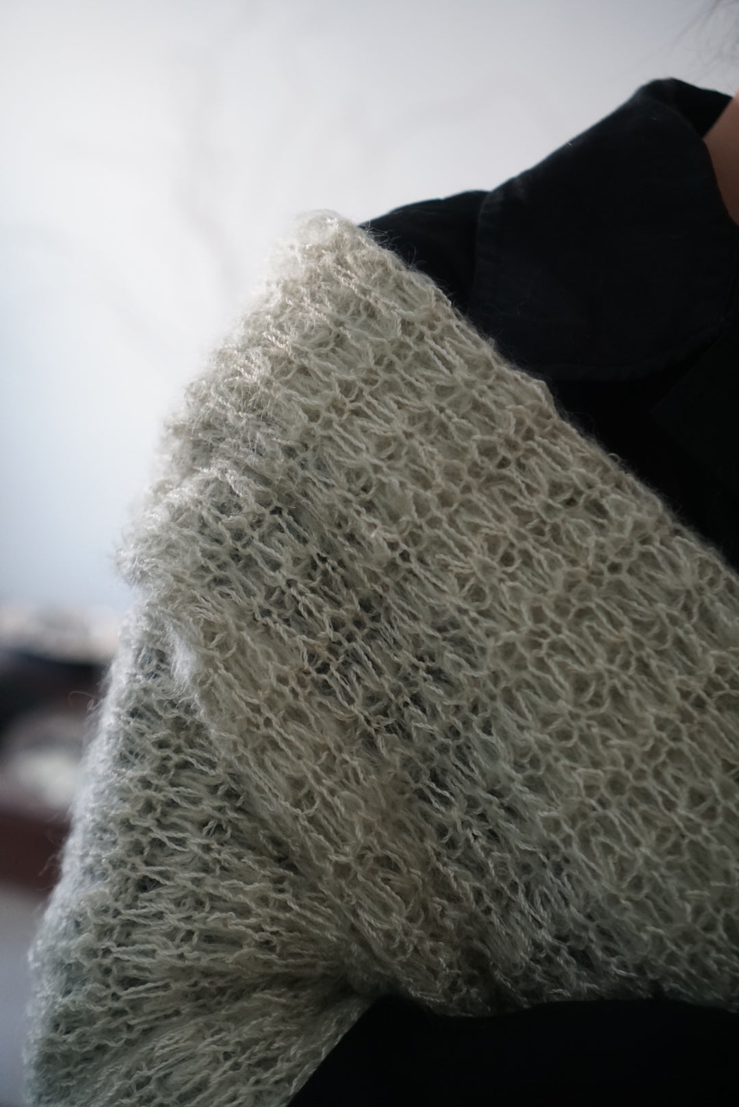 1960's Mint Green Mohair Big Scarf