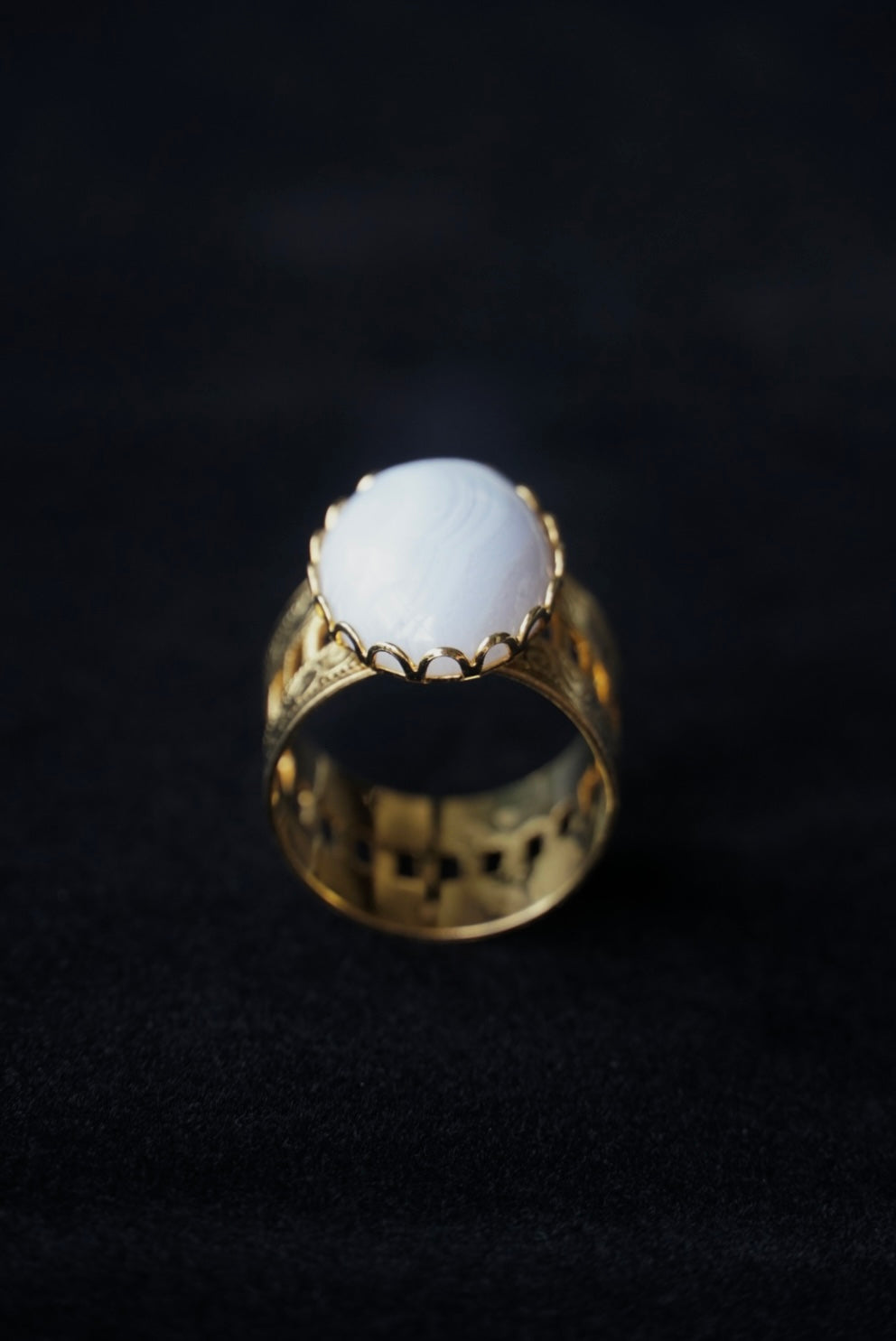 Vintage Oval Blue Lace Agate Ring